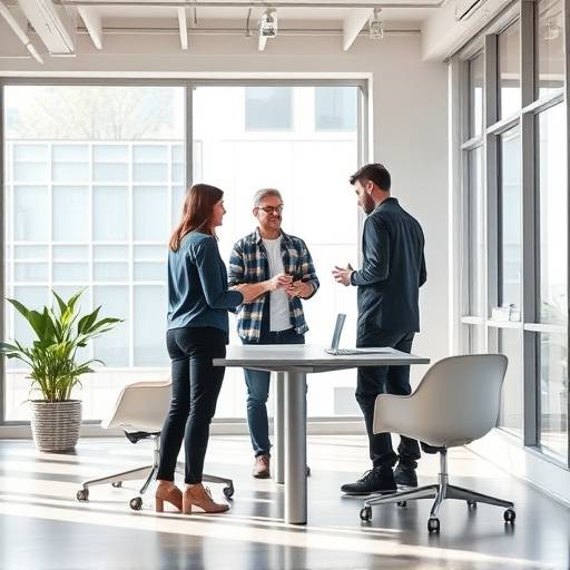 Team members collaborating on a design project